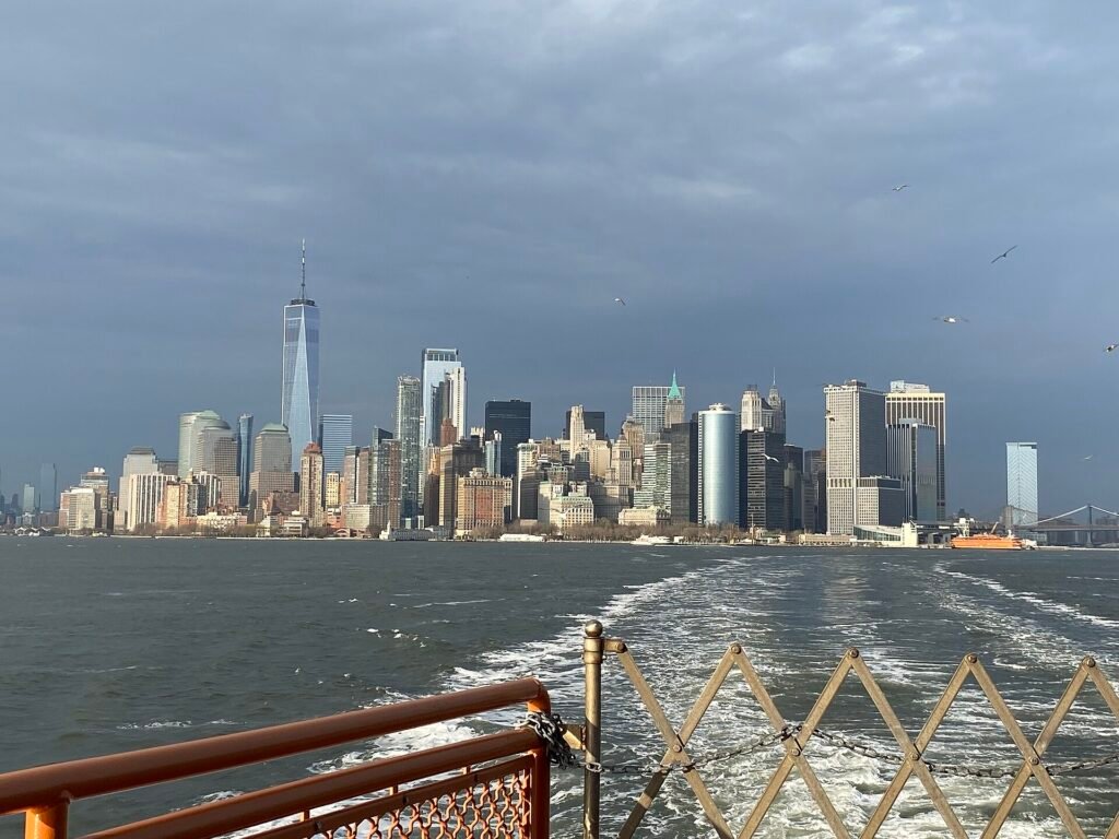New York City skyline viewed from a ferry