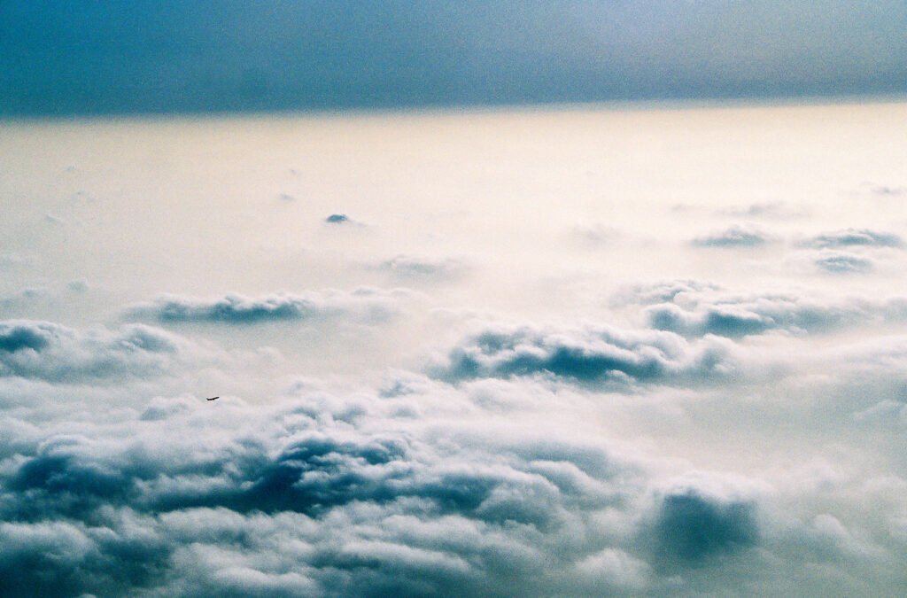 View of clouds from an airplane over the United States